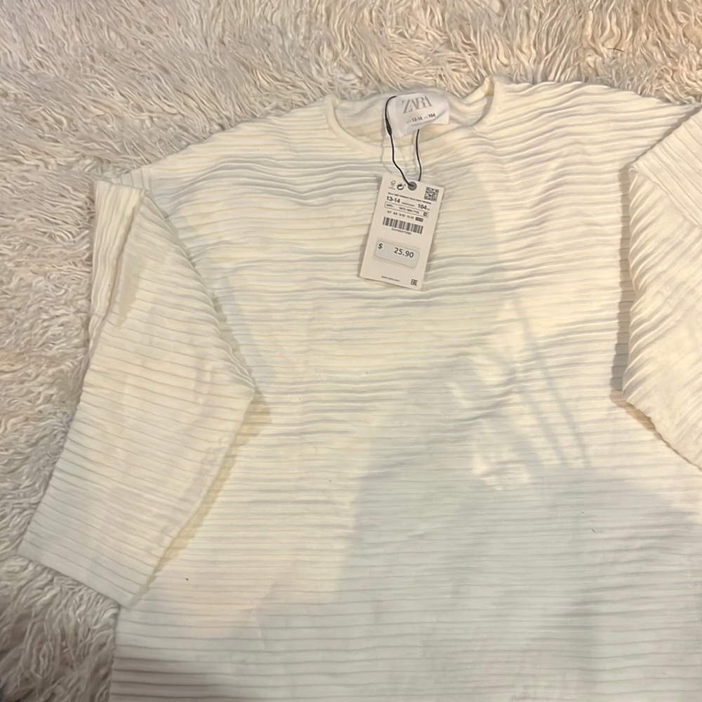 White Ribbed Zara Sweater